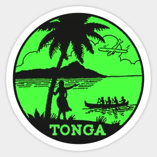 TONGA VINTAGE TRAVEL CANOE SEA PLANE SOUTH PACIFIC POLYNESIA Sticker